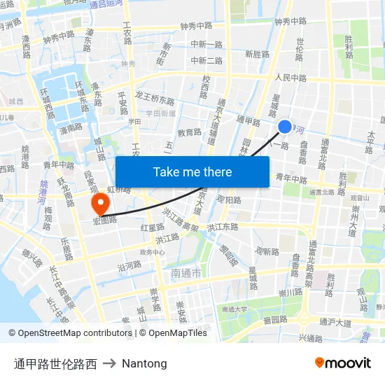Tongjia Road & Shilun Road West to Nantong map
