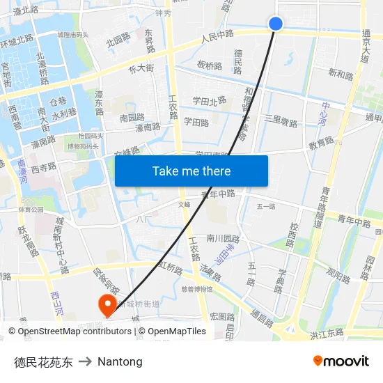 Demin Garden East to Nantong map