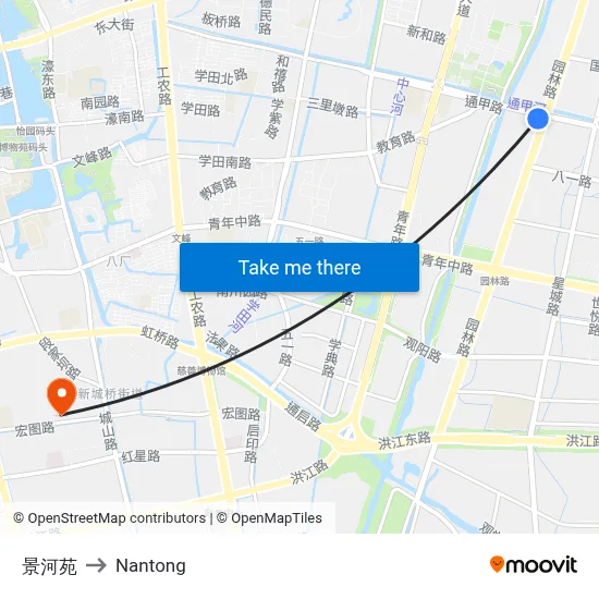 Jinghe Yuan to Nantong map