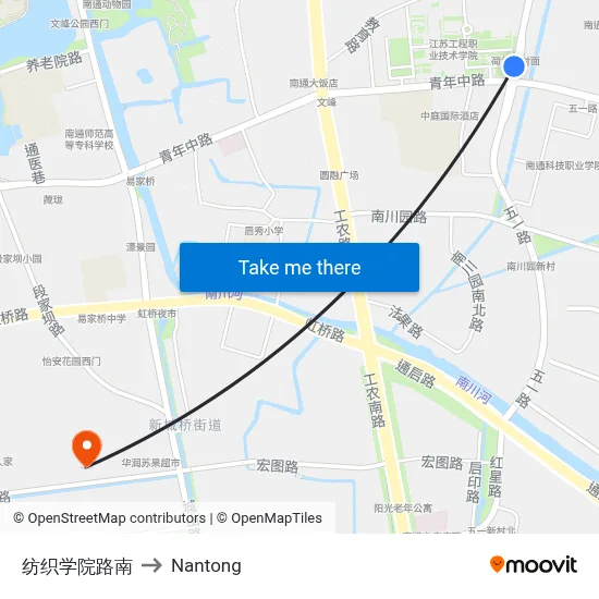 Textile Institute Road South to Nantong map