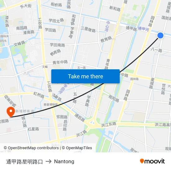 Tongjia Road & Xingming Road Intersection to Nantong map