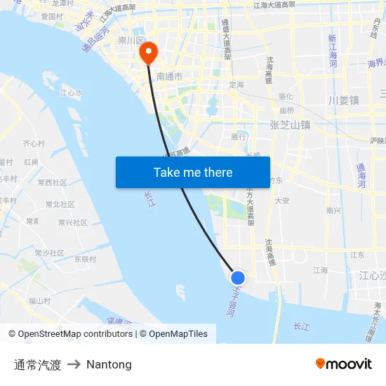Regular Ferry to Nantong map