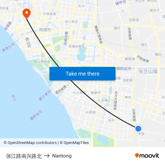 Zhangjiang Road & Nanxing Road North to Nantong map
