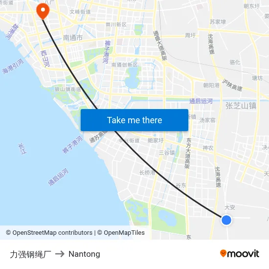 Liqiang Steel Rope Factory to Nantong map