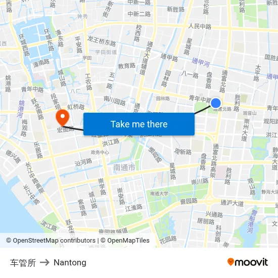 Vehicle Management Office to Nantong map