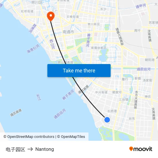 Electronics Park to Nantong map