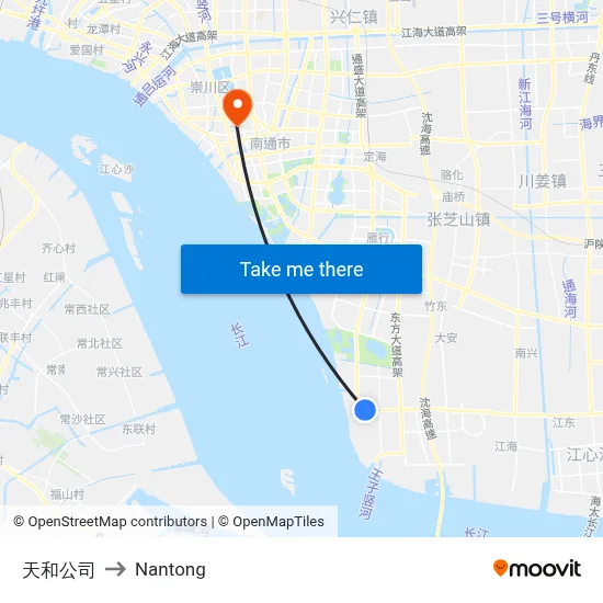 Tianhe Company to Nantong map