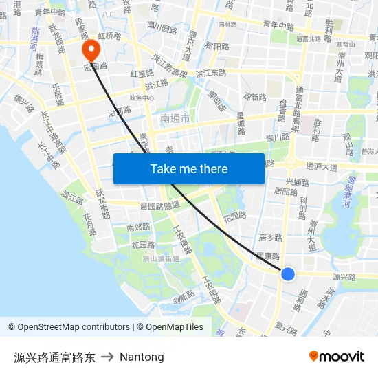 Yuanxing Road - Tongfu Road East to Nantong map