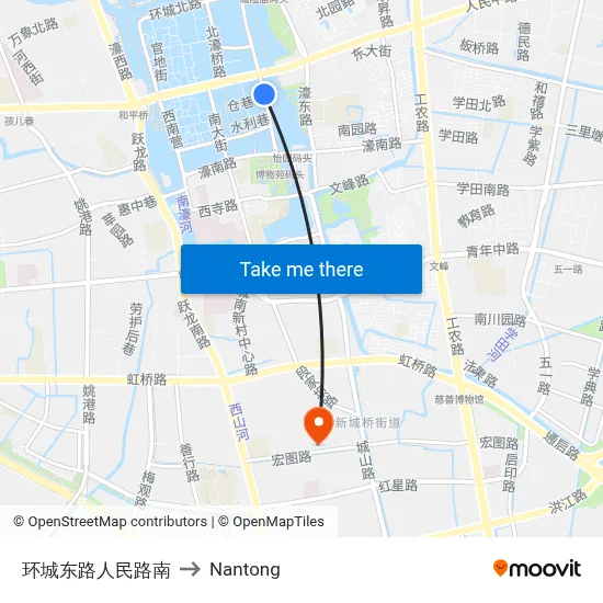 East Ring Road & South Renmin Road to Nantong map