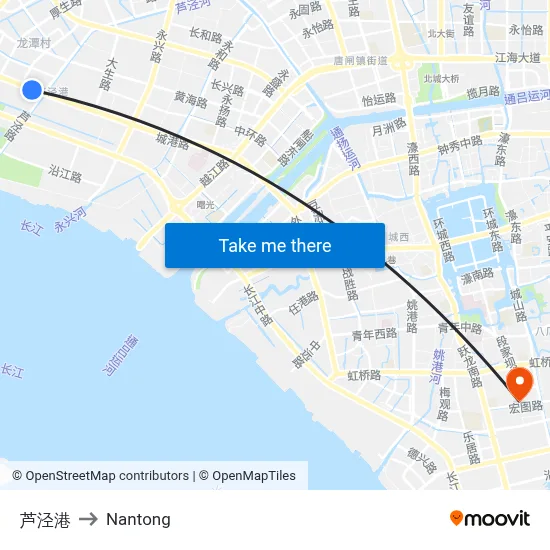 Lujing Port to Nantong map