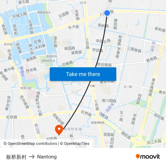 Banqiao New Village to Nantong map