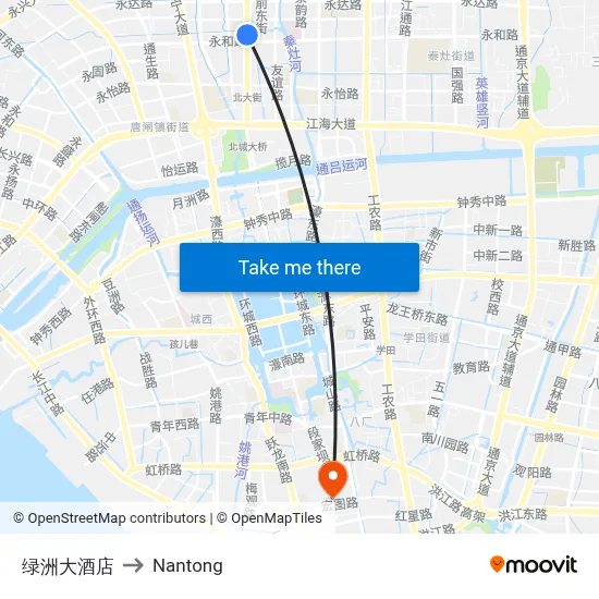 Green Oasis Hotel to Nantong map