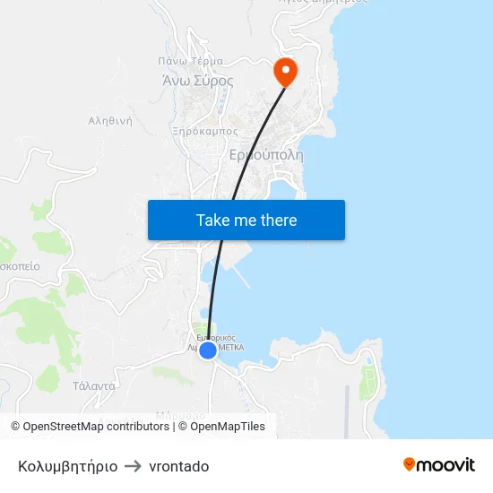 Κολυμβητήριο to vrontado map