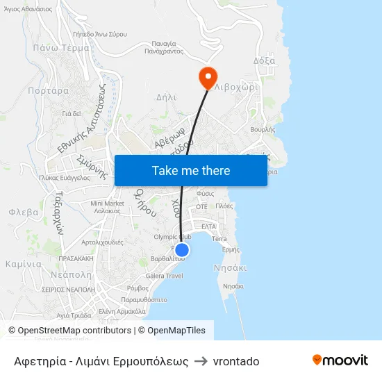 Terminal - Ermoupolis Port to Vrontado map