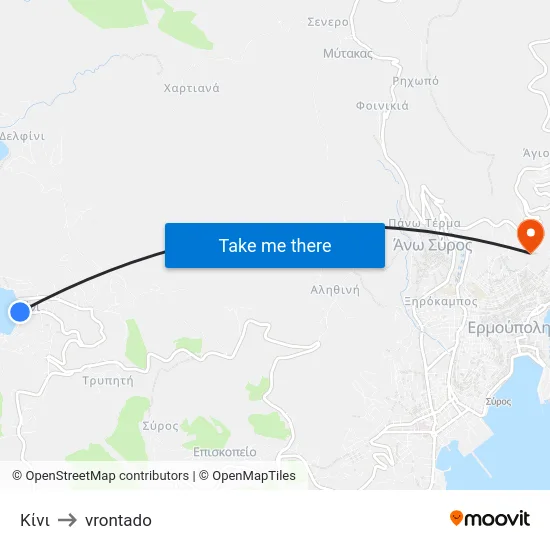 Κίνι to vrontado map