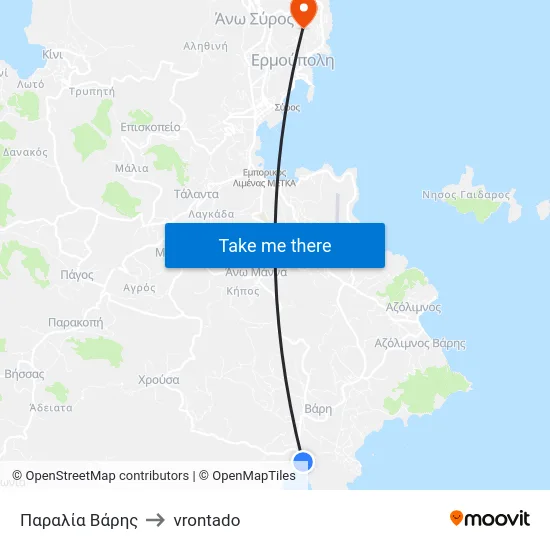 Παραλία Βάρης to vrontado map