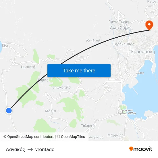 Δανακός to vrontado map