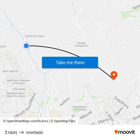 Στάση to vrontado map