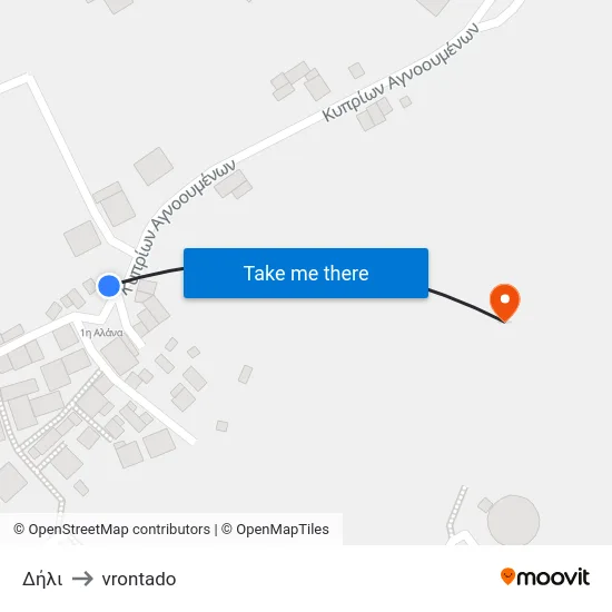 Δήλι to vrontado map