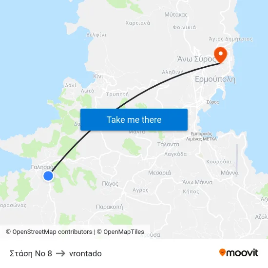 Στάση Νο 8 to vrontado map