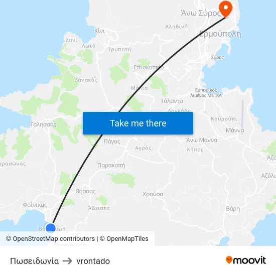 Πωσειδωνία to vrontado map