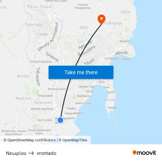 Neoriou to Vrontado map