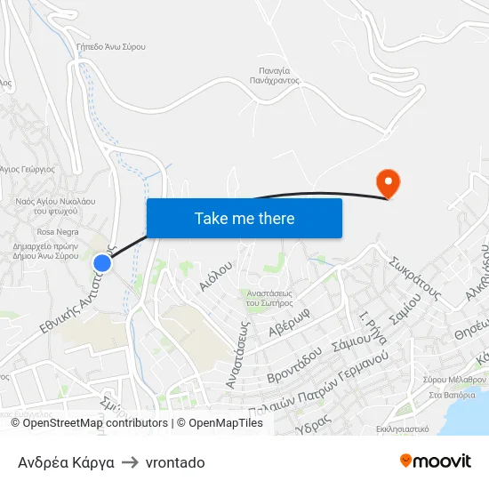 Ανδρέα Κάργα to vrontado map