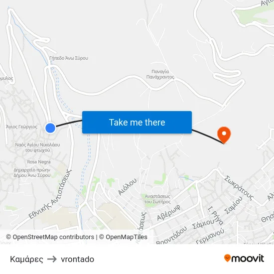 Καμάρες to vrontado map