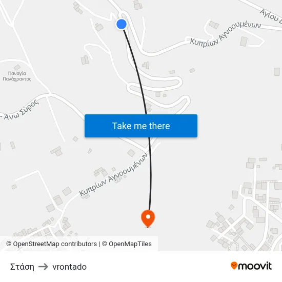 Στάση to vrontado map