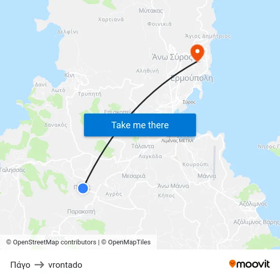 Πάγο to vrontado map