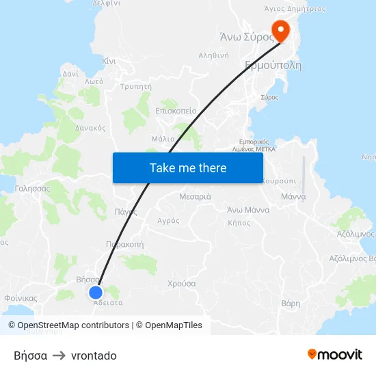 Βήσσα to vrontado map