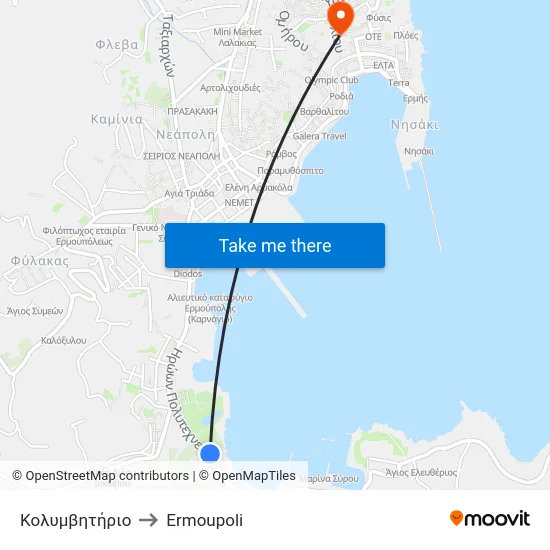 Κολυμβητήριο to Ermoupoli map