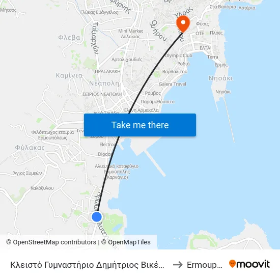 Κλειστό Γυμναστήριο Δημήτριος Βικέλας to Ermoupoli map