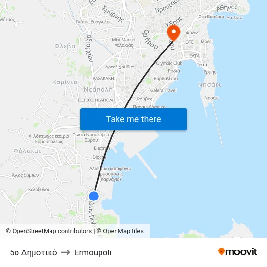 5ο Δημοτικό to Ermoupoli map