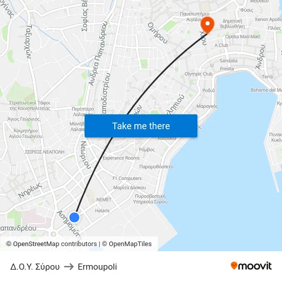 Δ.Ο.Υ. Σύρου to Ermoupoli map