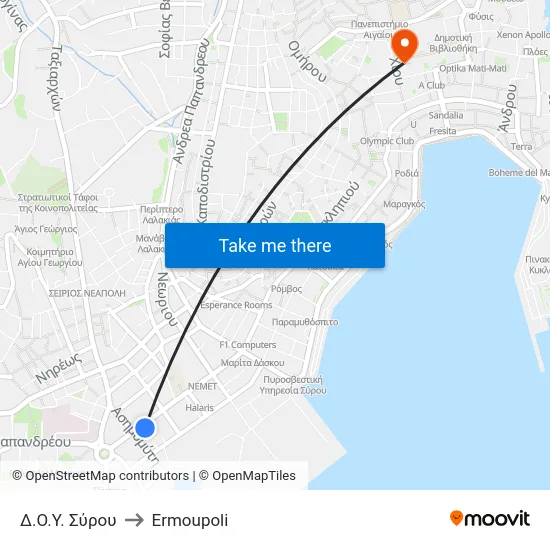 Δ.Ο.Υ. Σύρου to Ermoupoli map