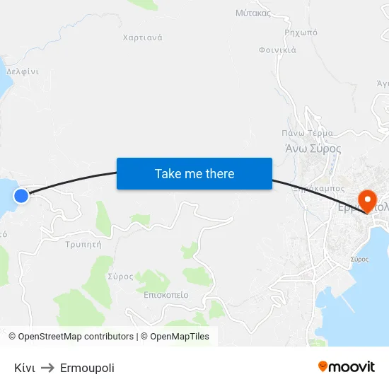 Κίνι to Ermoupoli map