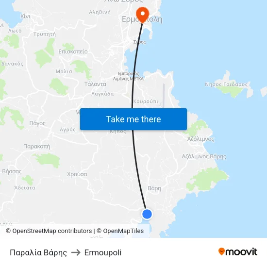 Παραλία Βάρης to Ermoupoli map