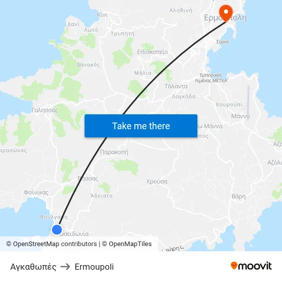 Agathopes to Ermoupoli map