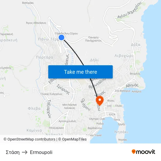 Station to Ermoupoli map