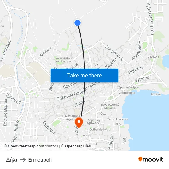 Δήλι to Ermoupoli map