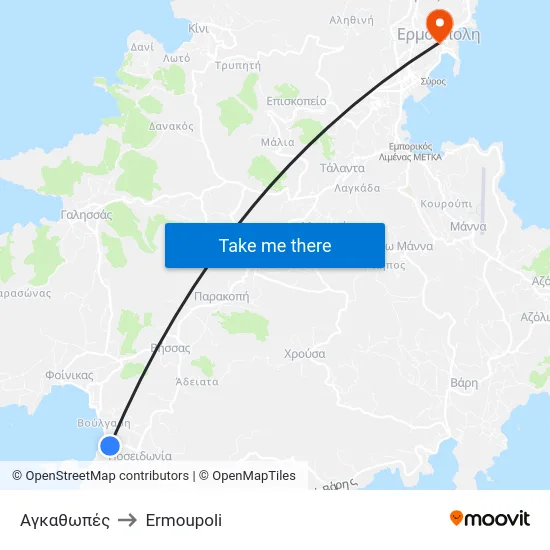 Αγκαθωπές to Ermoupoli map