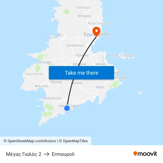 Μέγας Γιαλός 2 to Ermoupoli map
