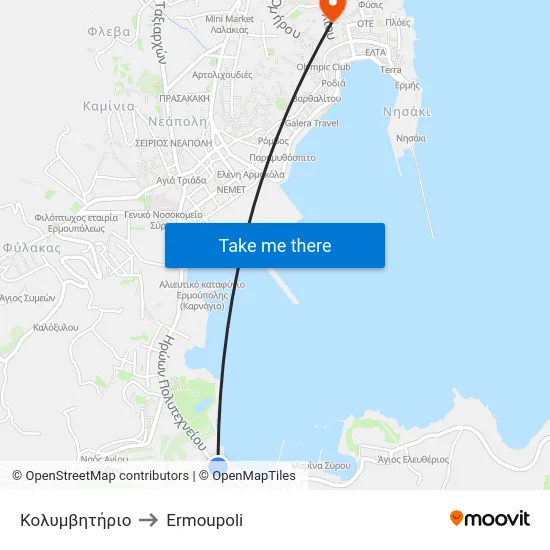 Κολυμβητήριο to Ermoupoli map