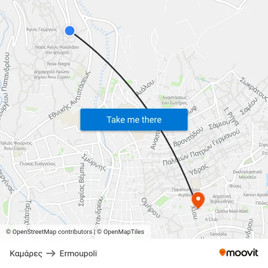 Καμάρες to Ermoupoli map