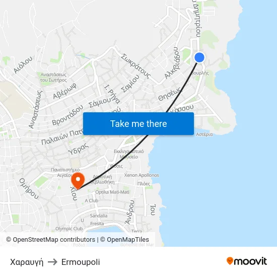 Χαραυγή to Ermoupoli map