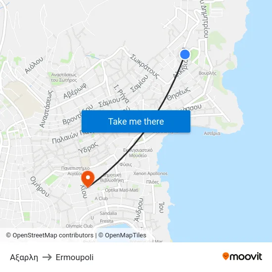 Αξαρλη to Ermoupoli map