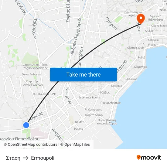 Στάση to Ermoupoli map