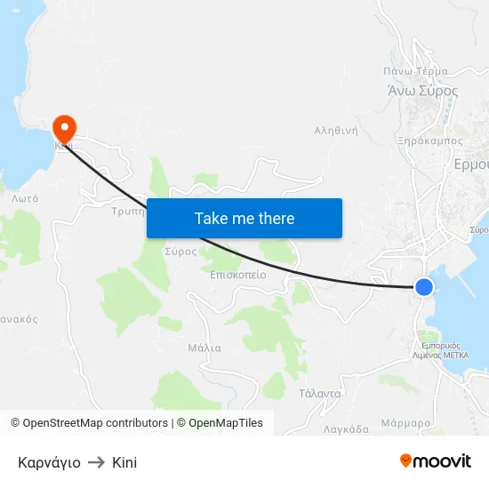 Καρνάγιο to Kini map