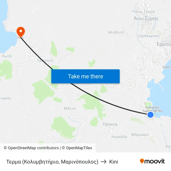 Τερμα (Κολυμβητήριο, Μαρινόπουλος) to Kini map